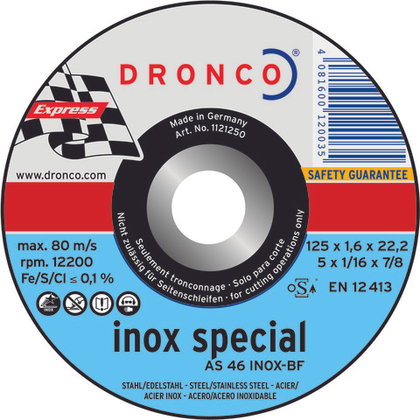 Абразивный отрезной диск Dronco AS30 S INOX 125x2,5x22,23 1121906