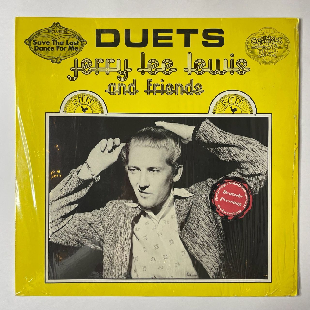 Винтажная виниловая пластинка LP Jerry Lee Lewis And Friends Duets (Germany 1978) (Yellow Vinyl)
