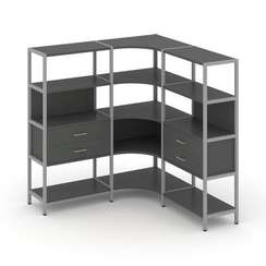Shelf System Трехсекционный угловой стеллаж четырехярусный с ящиками SN.STMU-431 Антрацит/Металл Сер