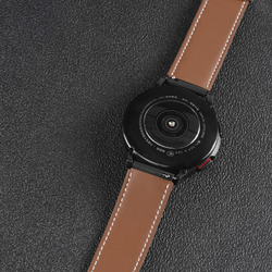 Ремешок из натуральной кожи черного цвета для смарт часов Samsung Galaxy Watch 45 и 46мм (размер крепления 22мм), серия YA Series от Dux Ducis