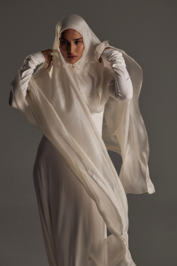 Шарф шелковый белый