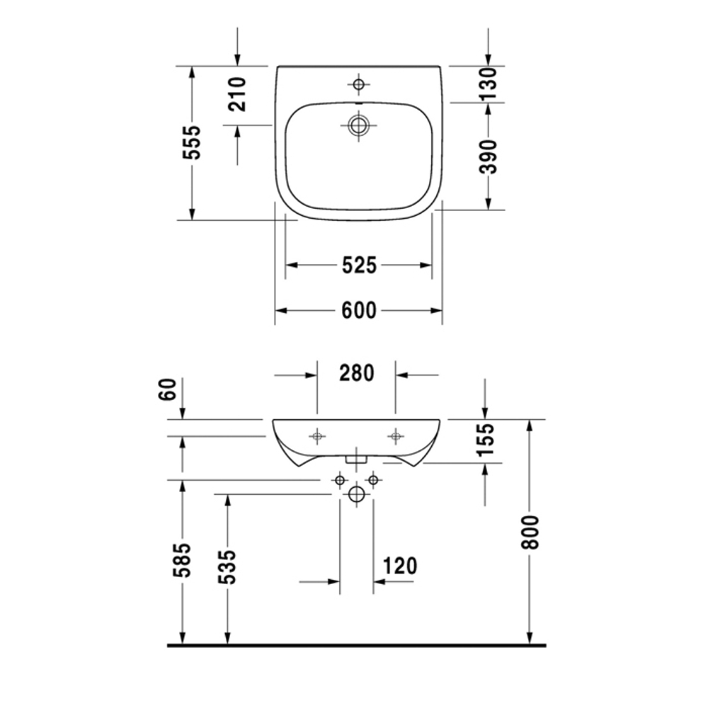 Раковина Duravit D-Code 23126000002 подвесная 60 см, цвет белый