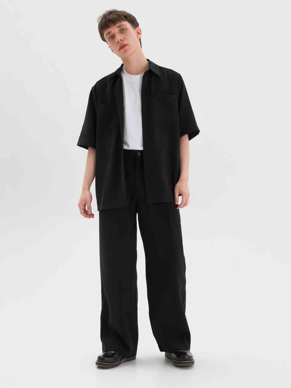 Рубашка Мужская с коротким рукавом Черная - фото 1