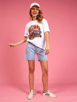 Футболка женская оверсайз белая с принтом лос анджелес