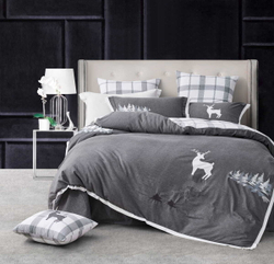 Постельное белье 2 спальное евро Arya home Natural Cupid серое