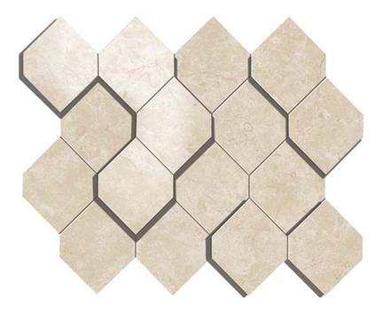 Мозаика Керамогранит Marvel Stone Cream Prestige Mosaico Esagono 3D