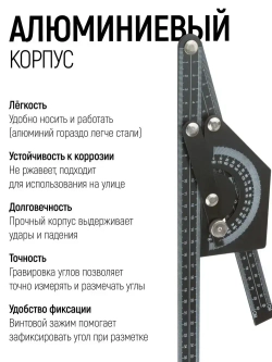 FIT Угломер-квадрант 180 гр. 230 x 500 мм строительный транспортир с линейкой алюминиевый