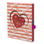 Записная книжка, пакет, А5, Alingar, замочек, терракотовый, "Два сердца"