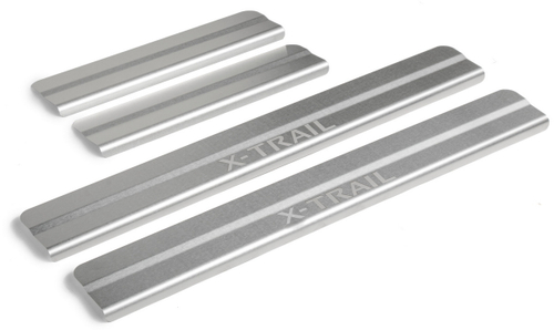 Накладки на пороги Rival для Nissan X-Trail T32 2015-2018 2018-н.в., нерж. сталь, с надписью, 4 шт., NP.4113.3