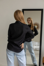 Рубашка изо льна черного цвета