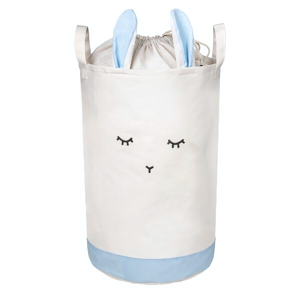 Корзина для хранения игрушек на утяжке с ручками "Кролик" Д350 Ш350 В520 небесно-голубой