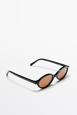 Massimo Dutti Овальные солнцезащитные очки, черный