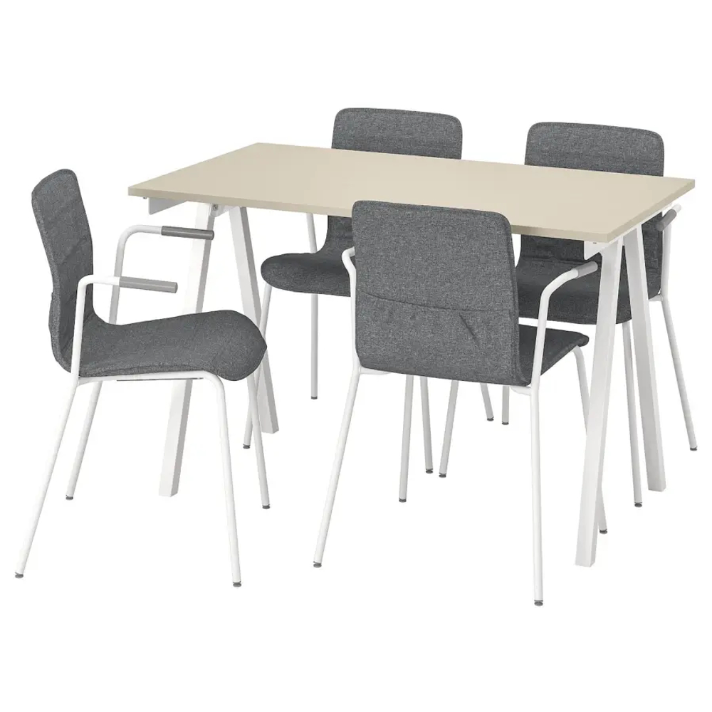 Комбинация: стол, 4 стула - IKEA TROTTEN/LÄKTARE/LAKTARE, 120х70 см, белый/бежевый/серый, ТРОТТЕН/ЛЭКТАРЕ ИКЕА