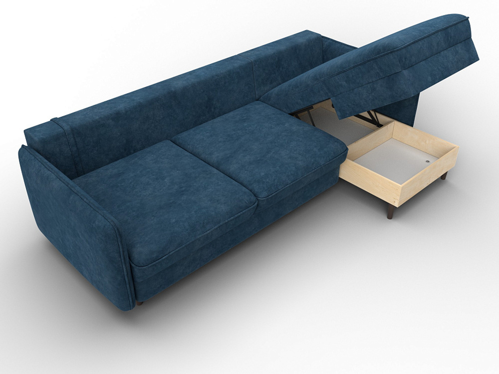 Диван угловой Лига-064 НПБ угол универсальный ВЕЛЮР BRUT 11 синий