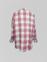 Рубашка One Peach 51 удлиненная в клетку с карманом на груди