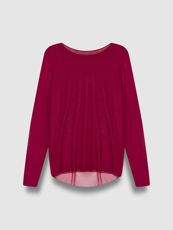 Лонгслив из сетки, бордо