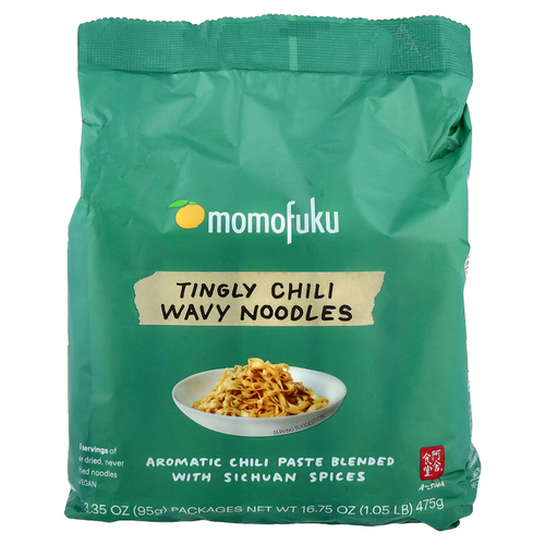 Momofuku, Волнистая лапша с чили Tingly, 5 пакетиков по 3,35 унции (95 г) каждый