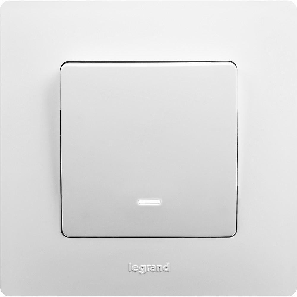 Выключатель 1-клавишный с подсветкой/индикацией 10А 250В белый ETIKA Legrand