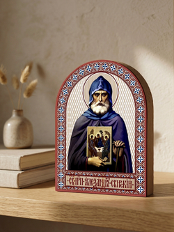 Икона аркой Александр Свирский (иконой) на дереве: 95 х 120 (Синопсисъ)