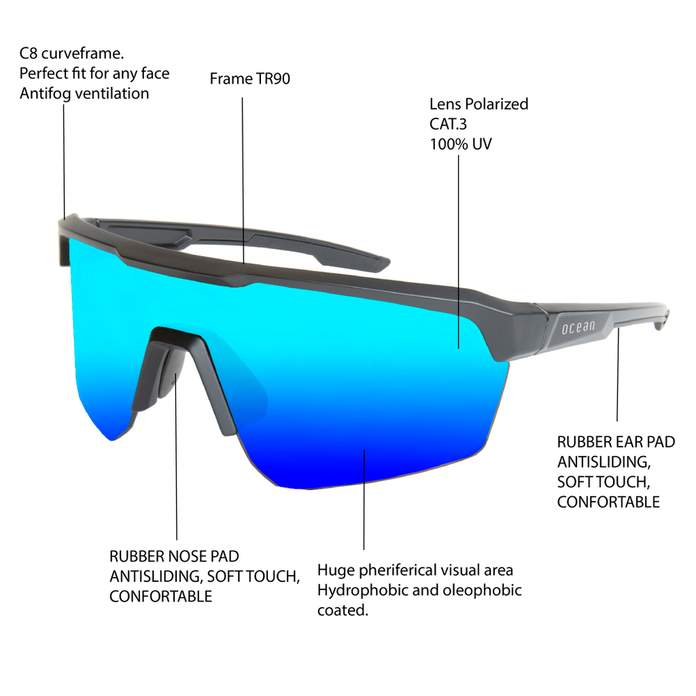 Спортивные очки OCEAN Route Matt Black / Grey Polarized lenses