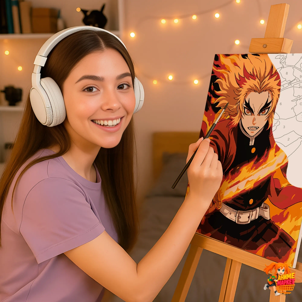 Картина по номерам Клинок рассекающий демонов Кёджуро Ренгоку