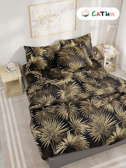 Постельное белье Milky Garden "Пальмы (сатин)" евро  Наволочка 70х70 см 2 шт  Простынь  240х215 см  Пододеяльник 200х215 см