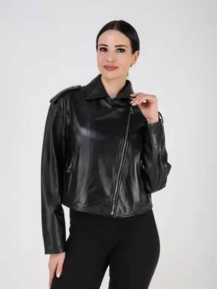 Кожаная куртка демисезонная косуха оверсайз
