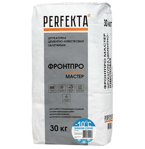 Штукатурка цементно-известковая облегченная Perfekta Фронтпро Мастер Зимняя серия 30 кг