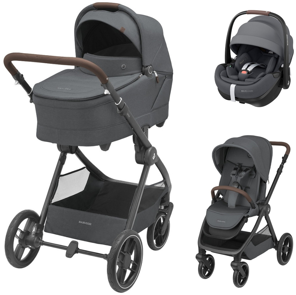 Коляска детская Maxi-Cosi Oxford Plus 3 в 1 с автокреслом Pebble 360 Pro Twillic Graphite 1978204110 PlusTwillic Graphite/Графит