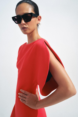 ZARA ПЛАТЬЕ МИДИ АСИММЕТРИЧНОЕ — ZW COLLECTION, ЯРКО-КРАСНЫЙ