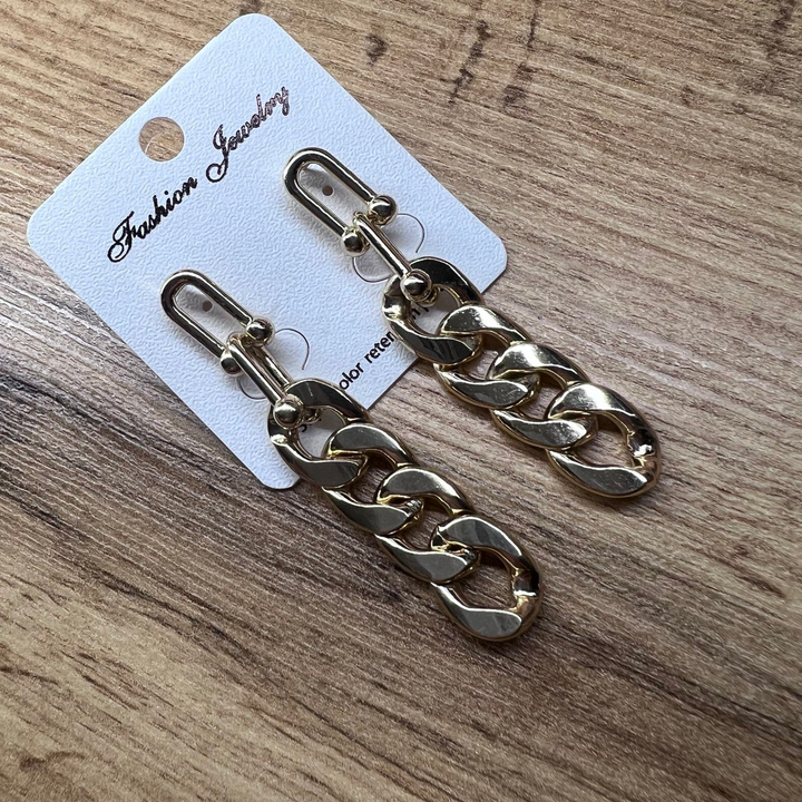 Серьги "Цепи" 6 звеньев комбо панцерное 14 мм металл серебристый