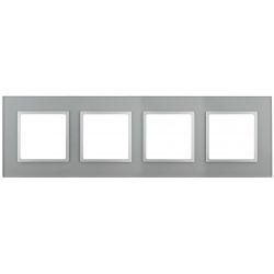 14-5104-03 ЭРА Рамка на 4 поста, стекло, Эра Elegance, алюминий+алюм