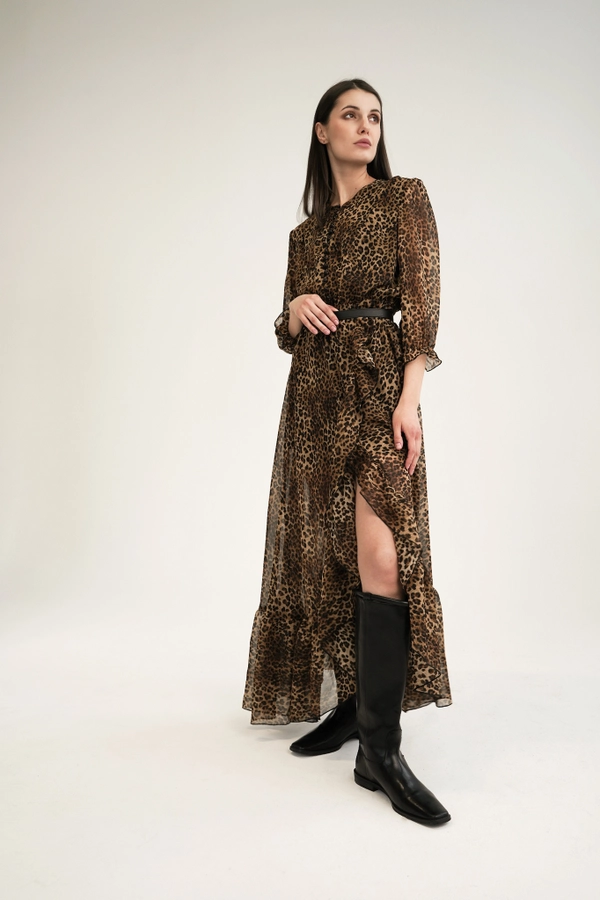 Платье с воланом Леопард