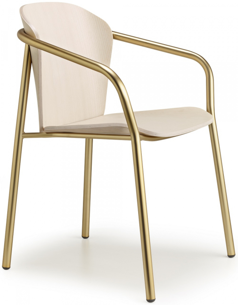 Кресло деревянное Scab Design Finn Metal Wood, матовое золото, белый ясень