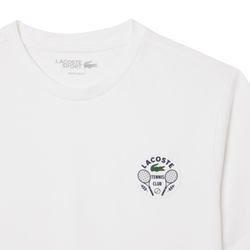 Мужская теннисная футболка Lacoste Ultra Dry Tennis Heritage Badge - white
