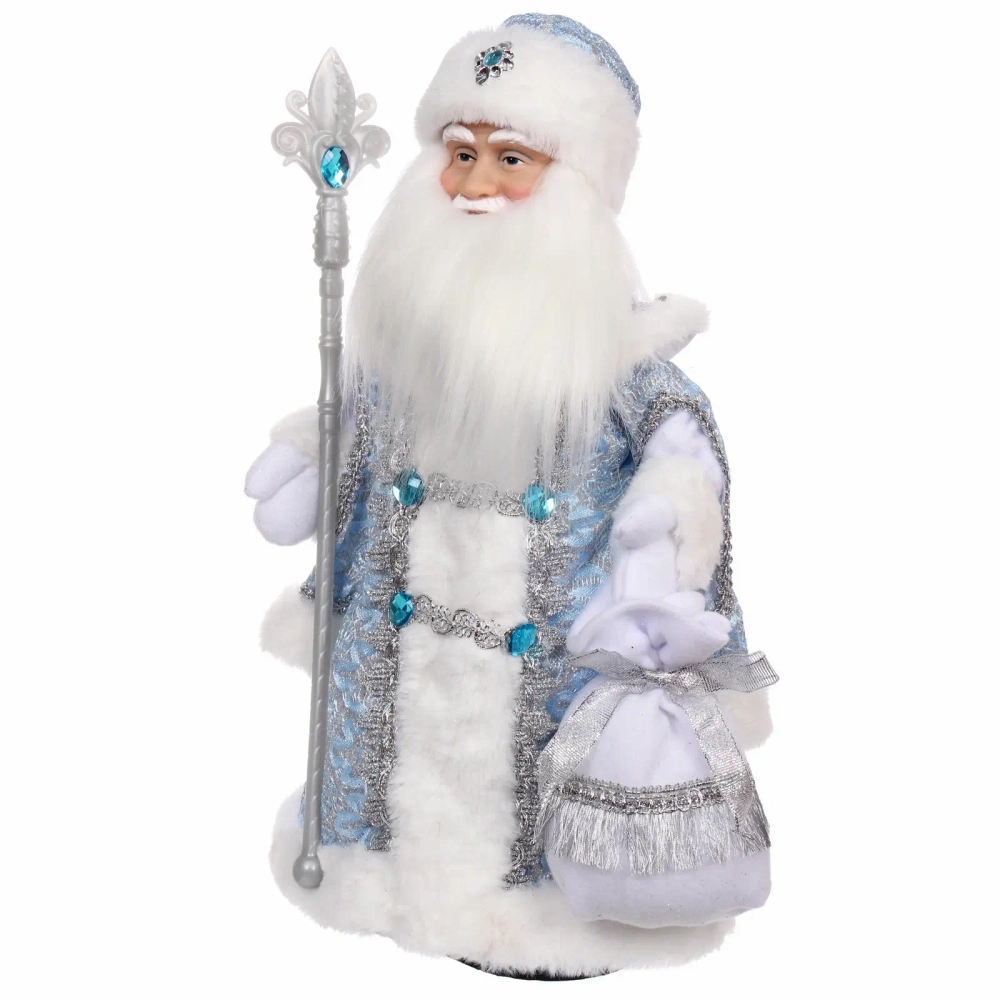 Дед Мороз музыкальный «Новый год на пороге» 40 см (голубая шубка)