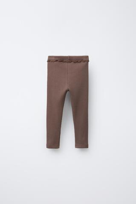 ZARA ЛЕГИНСЫ С КРУЖЕВОМ, ШОКОЛАДНЫЙ