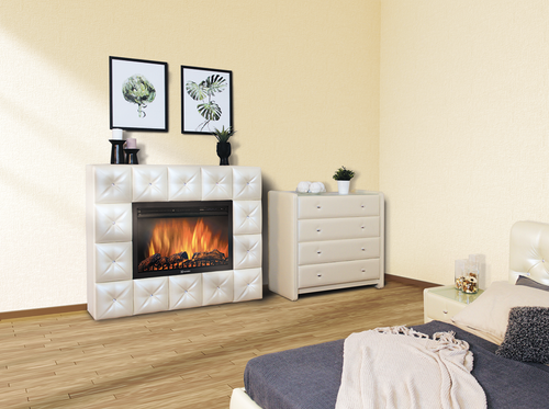 Каминокомплект: Очаг Electrolux EFP/P-3020LS с порталом Firelight Crystal 30 светлая экокожа