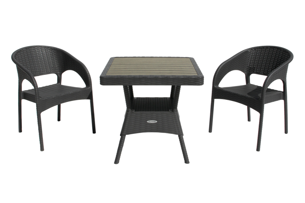 Набор мебели Элластик-Пласт Ola Dom (2стула+стол 76x76см) (антрацит)