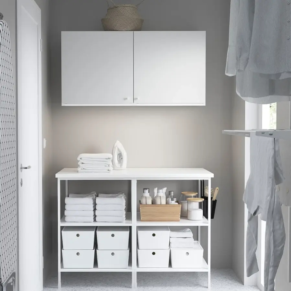 Комбинация для ванной - IKEA ENHET, 123х63.5х207 см, белый, ЭНХЕТ ИКЕА