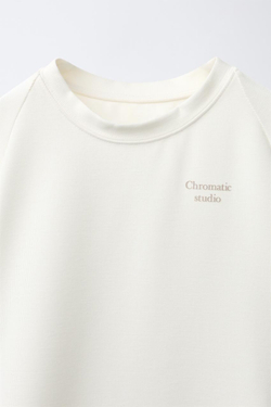 ZARA ФУТБОЛКА С КОНТРАСТНОЙ РЕЛЬЕФНОЙ НАДПИСЬЮ, ЭКРЮ