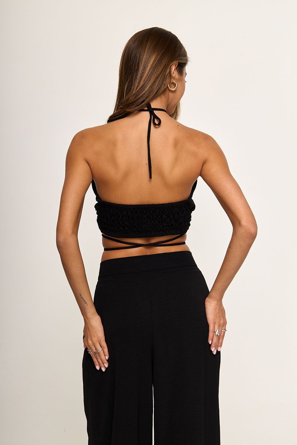 Топ с драпировкой из вискозы черного цвета