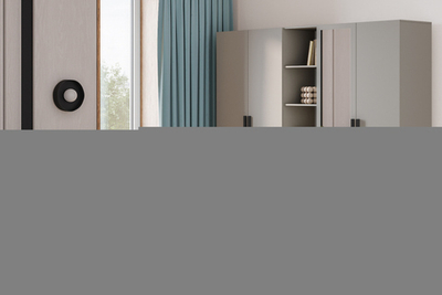 Распашной четырехсекционный шкаф Лорена Пакс-2.2 со стеллажом Кашемир 5981 BS 200*50*210 см, Бежевый   Фиеста