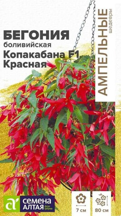 Бегония Копакабана F1 Красная боливийская 4 шт АМПЕЛЬНЫЕ ШЕДЕВРЫ (Семена Алтая)