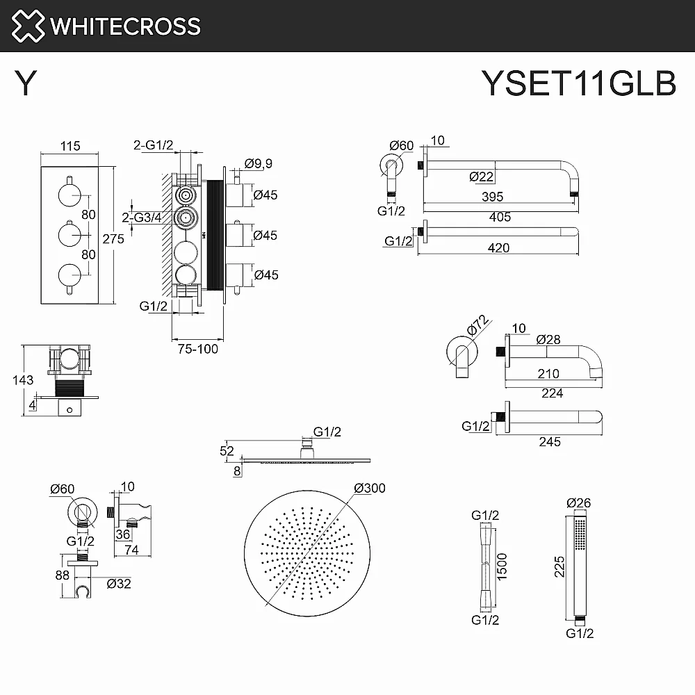 Душевая система WhiteCross Y YSET11GLB матовое золото