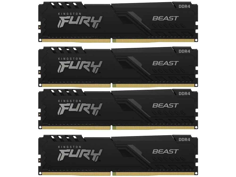 Оперативная память Kingston Fury Beast Black KF432C16BBK4/32, DDR4 4х 32ГБ 3200 МГц, DIMM, RTL