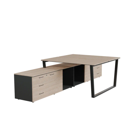 Бенч-система на опорной тумбе на V-каркасе левая 2 PREGO OFFICE 1600*3200/1635*750 ПОБСОТ-16.16ВЛ