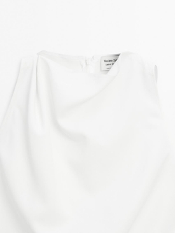 Massimo Dutti Струящийся асимметричный драпированный топ - Limited Edition, кремовый