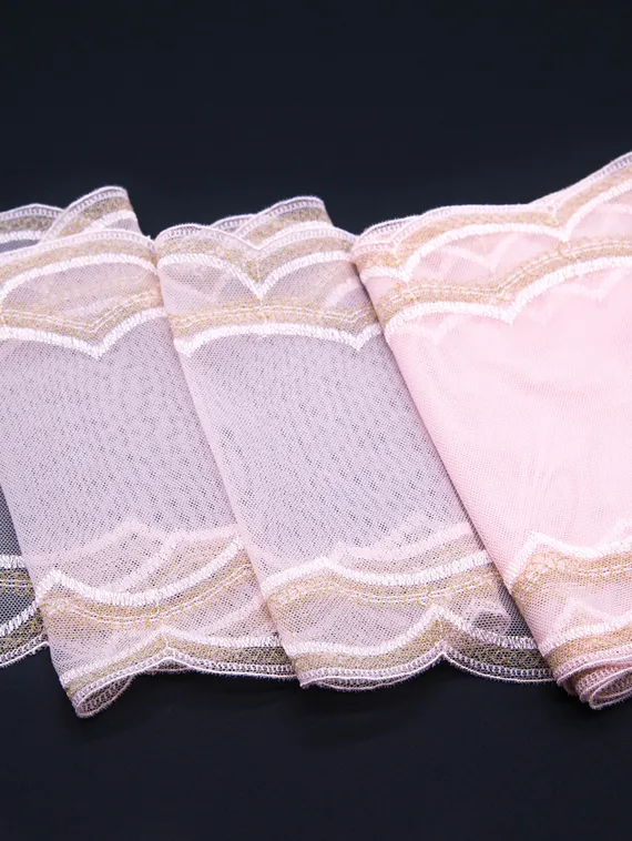 05-144 ОПТ Вышивка на эл. сетке 17,5 см, розовый