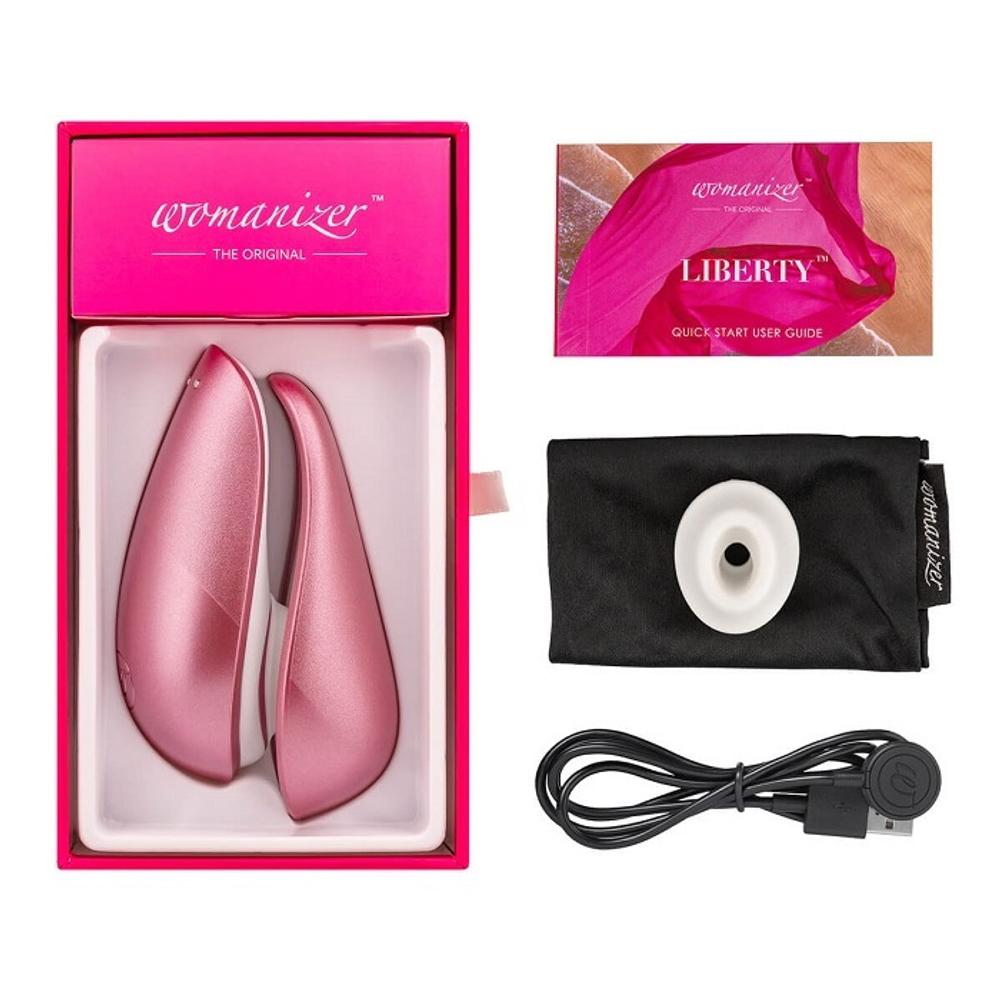 Клиторальный стимулятор "Womanizer Liberty", вакуумно-волновой, 6 режимов, длина 10,4 см